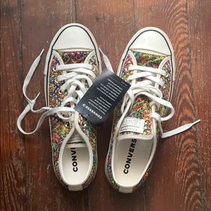 Converse rainbow woven platform shoes
